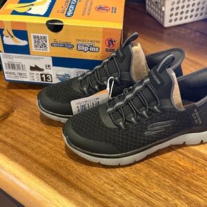 Skechers Black and Gray Slip-On Athletic Sneakers